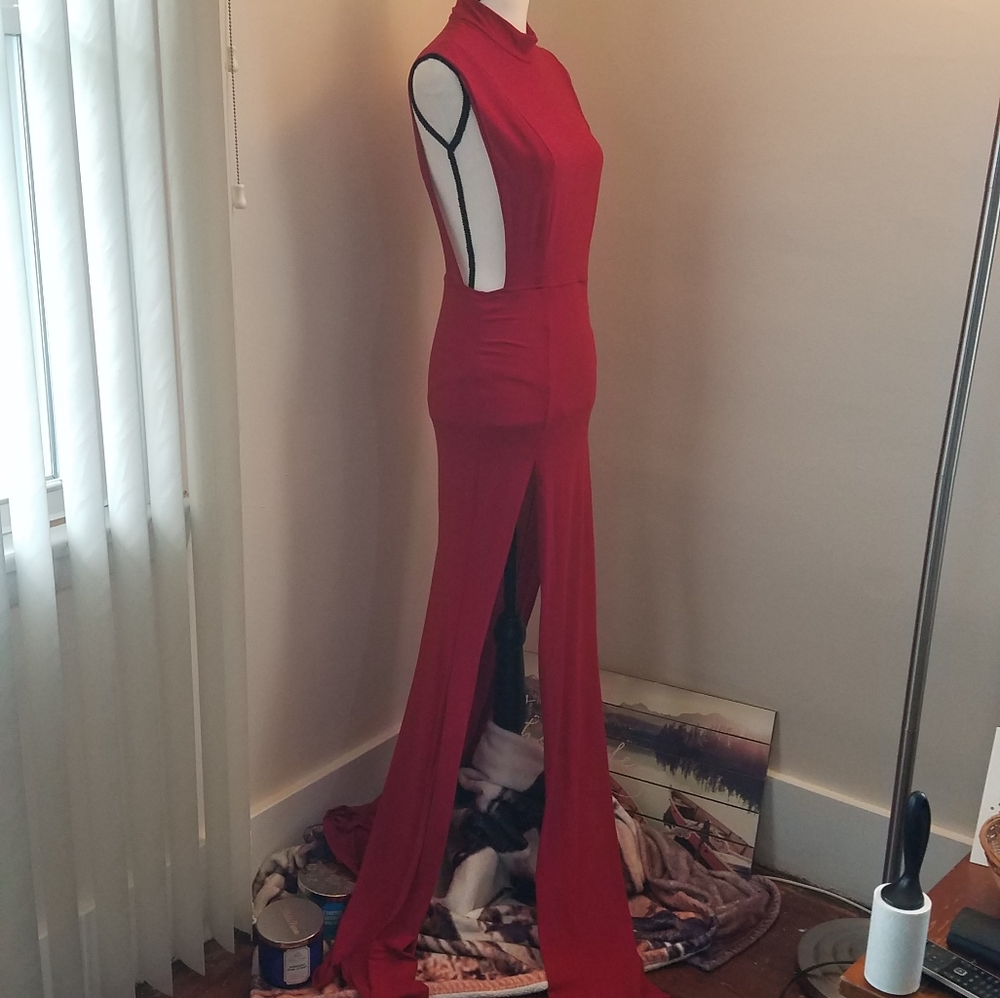 Sold! SHEIN Mesh Back Large Slit Maxi Dress NWOT - Picture 6 of 8